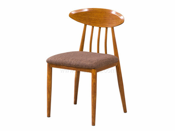 北欧风格铁艺木纹西餐椅子