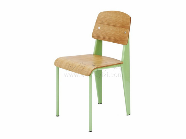 绿色环保钢木结构快餐椅子
