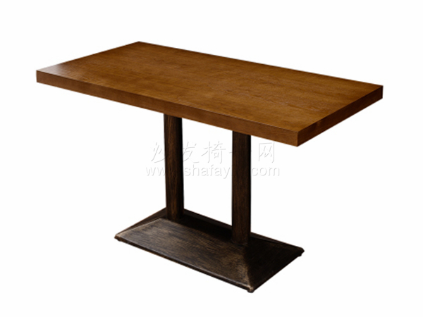 古铜色台脚实木贴皮钢木桌