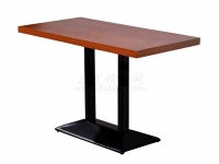 铸铁斜边台脚实木贴皮餐桌