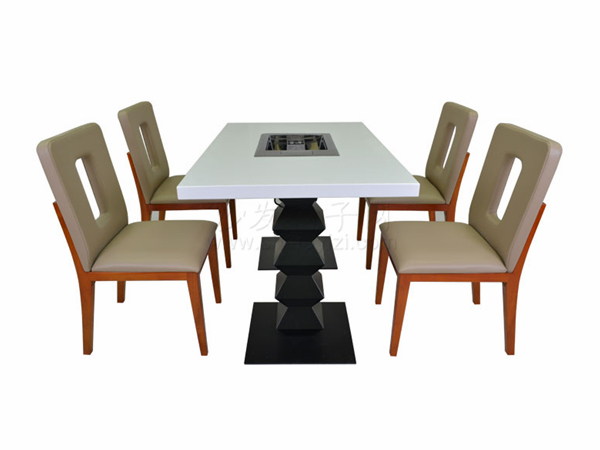 火锅餐桌搭配实木软包椅子