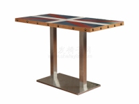 不锈钢脚长方形主题西餐桌