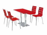 红色个性烤漆钢木餐厅桌椅