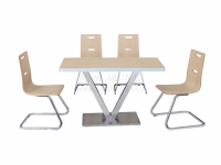 个性钢木餐桌搭配曲木椅子