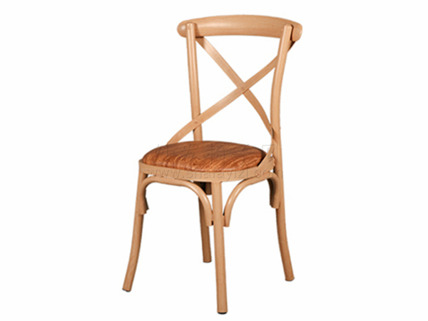 热销时尚铁艺木纹叉背椅子