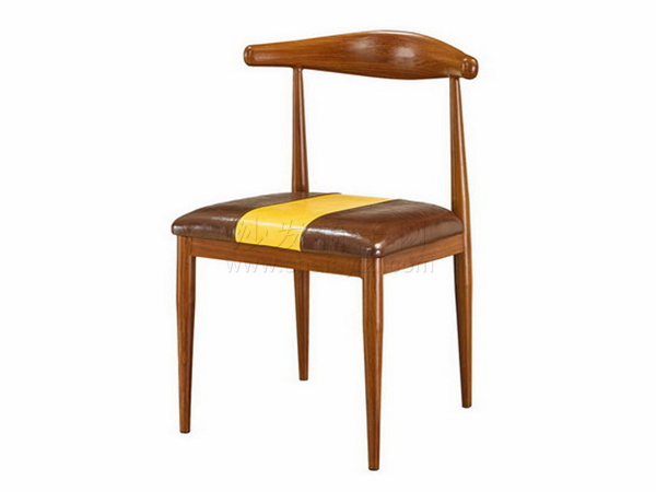 胡桃色铁艺木纹经典牛角椅