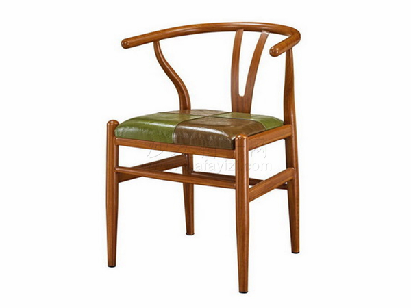 胡桃色铁艺木纹茶餐厅椅子