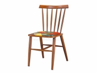 铁艺木纹撞色软包坐垫餐椅