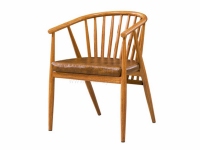 木纹色铁艺扶手西餐厅椅子