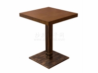 古铜色台脚实木贴皮西餐桌