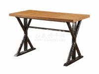 米字脚架实木贴皮餐厅桌子