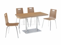加厚款台面餐桌配钢木餐椅