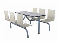 六人位连体式钢木快餐桌椅