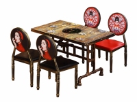 新款复古风火锅店餐桌餐椅